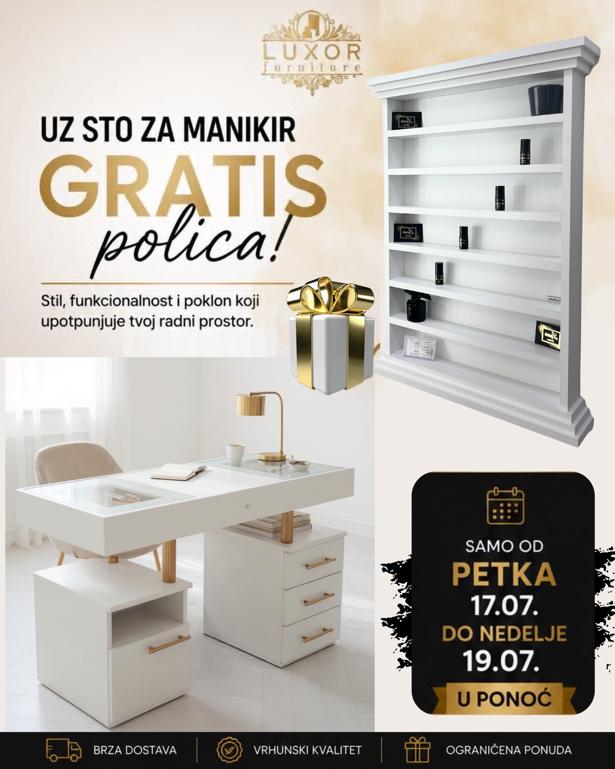 1 Sto za manikir Lux Led + POLICA GRATIS - Slika 1